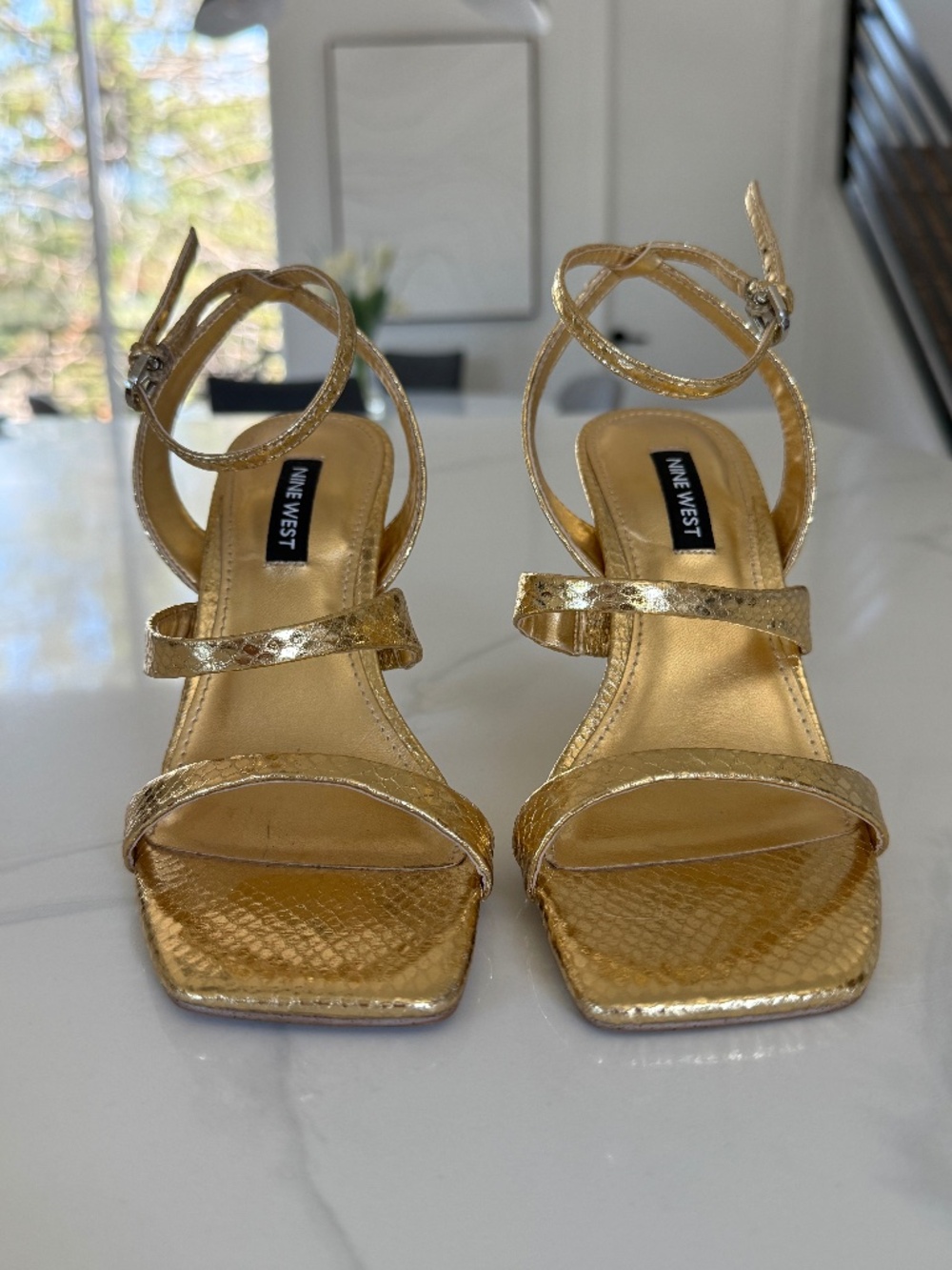 Nine West Gold Metallic Strappy Heel Sandals